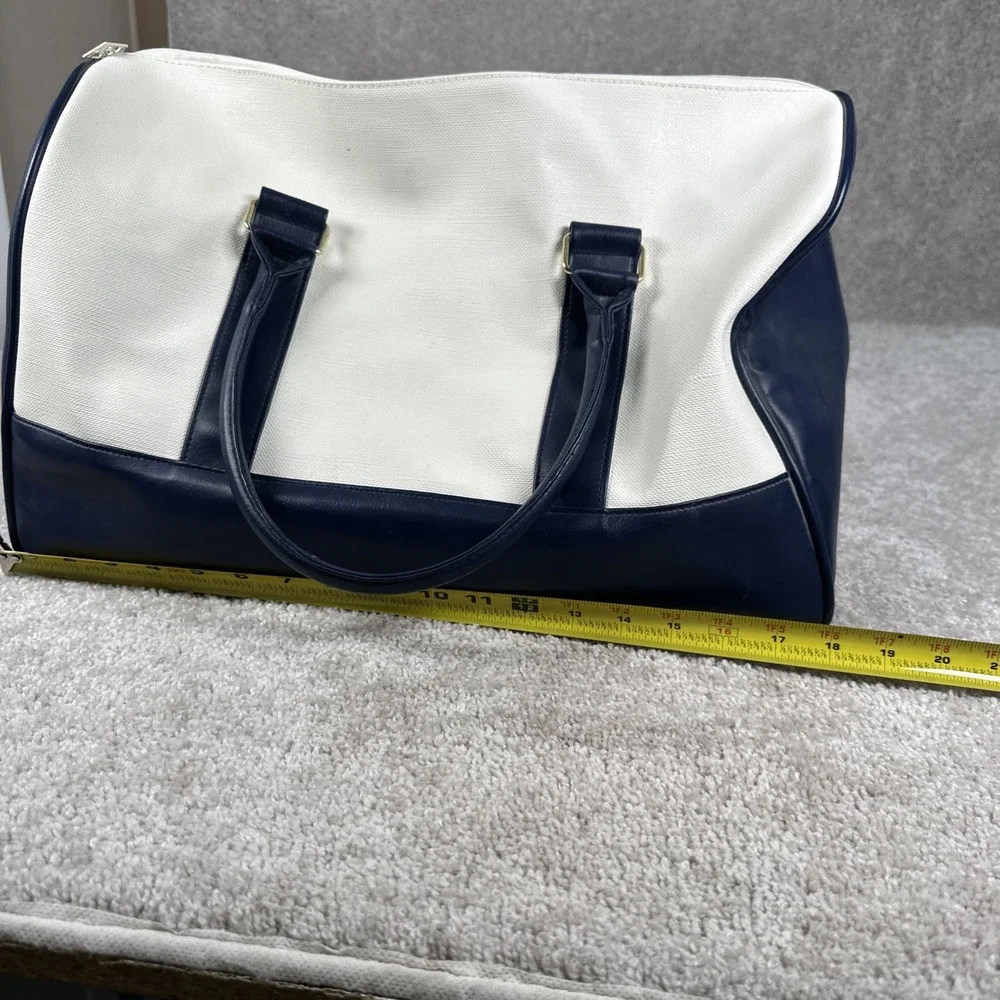 Estee Lauder Travel Overnight Ivory Navy Blue Tote Duffel Large Bag White